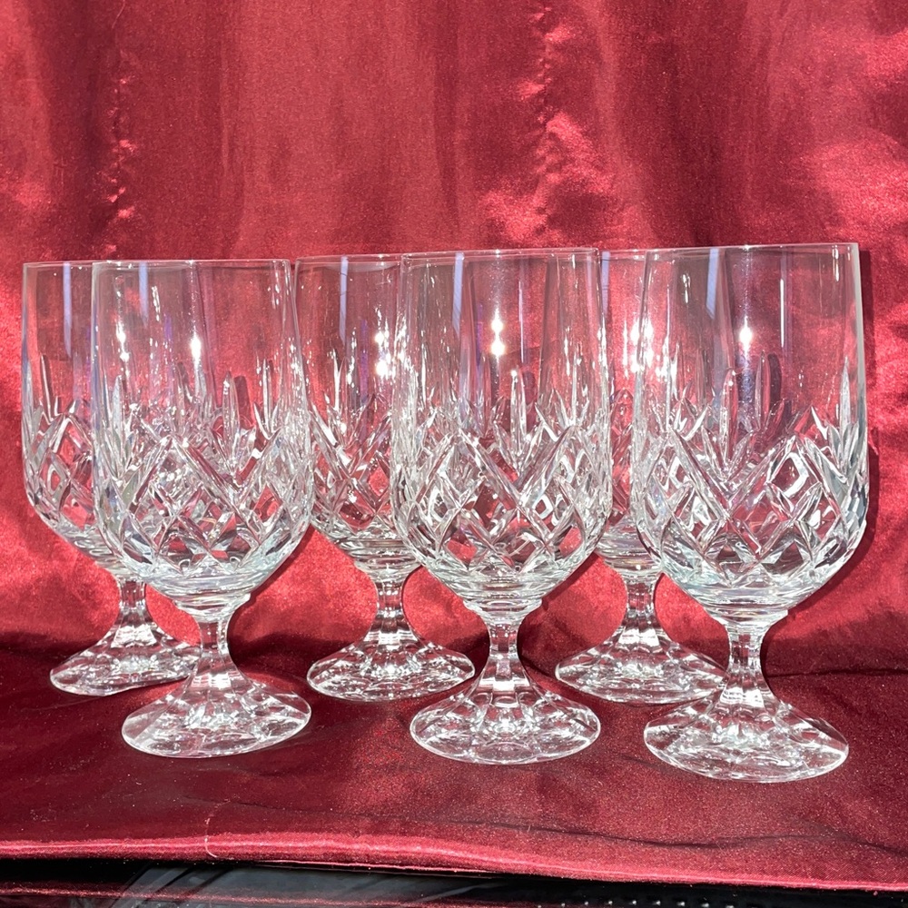 Vintage Schott Zwiesel Iced Tea Water Set 6 Classic Clear Crystal Glasses 6.75”